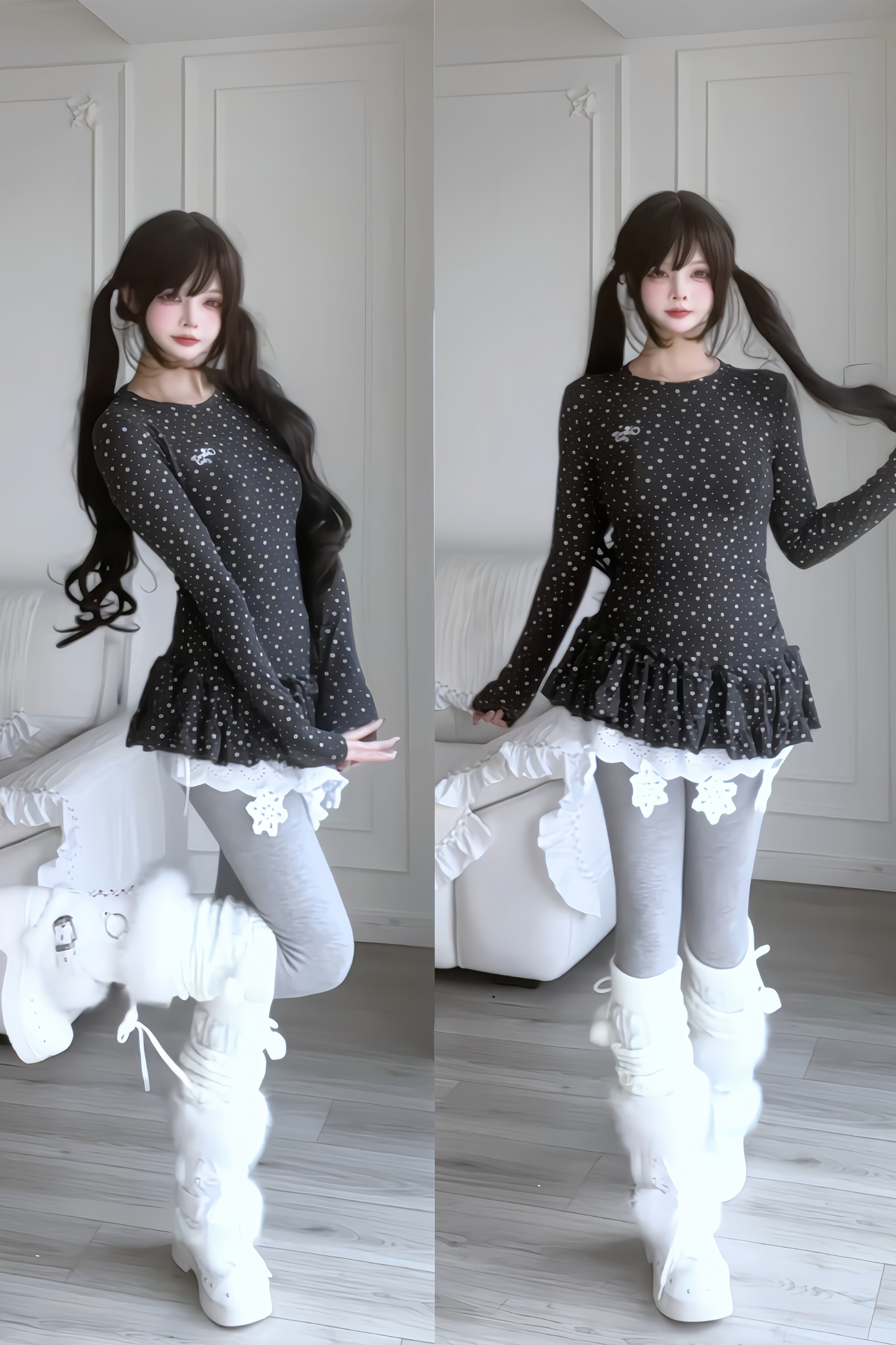 Y2k Dot Ruffle Top