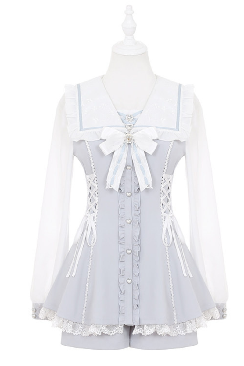 Aqua Dark Ribbon Dress + Pants