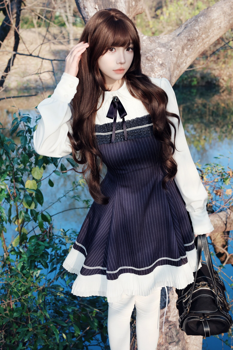 Retro Girly Striped a Line Dress