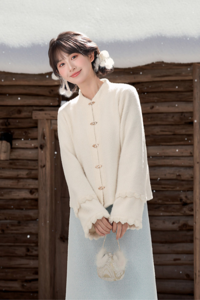 Retro Chinese-style Shirt + Skirt + Vest