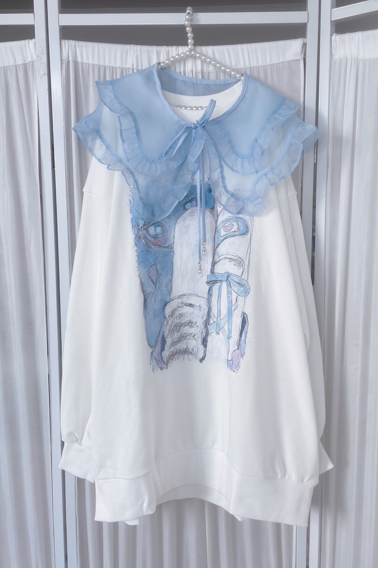 [angel Neighborhood] White Bird Aqua Loose Sweatshirt Dress
