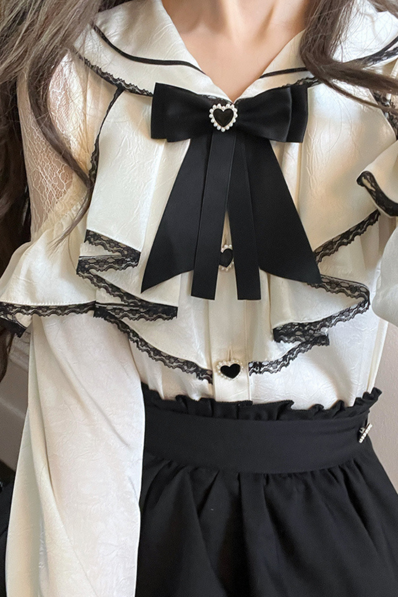 Jirai Sailor Ribbon Top + Ruffle Skirt