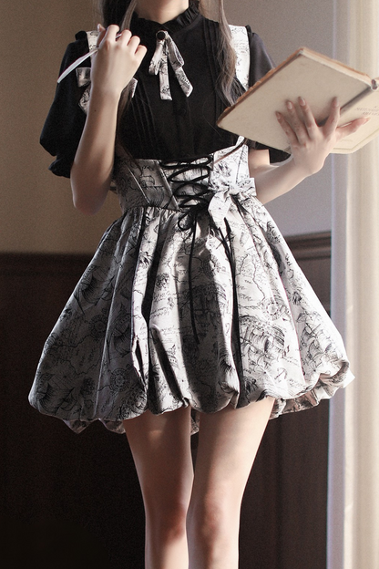 [pre-order] Retro Suspender Skirt + Shirt + Ribbon Necktie + Ribbon