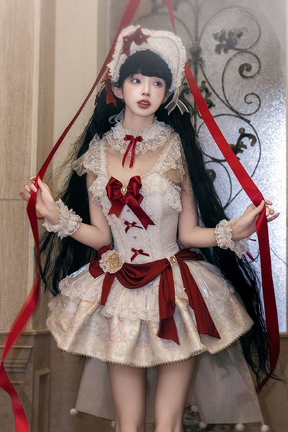 Snow White Princess Lolita Dress + Bonnet + Lace Choker