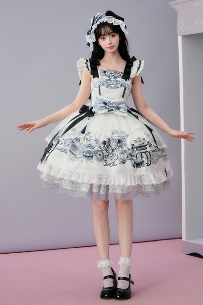 Chinese-style Design Flutter Sleeve Lolita Dress + Ribbon