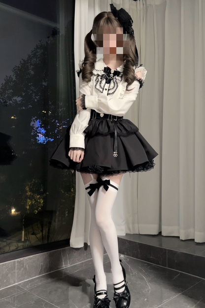 Sweet Girly Long Sleeve Top + Tiered Skirt