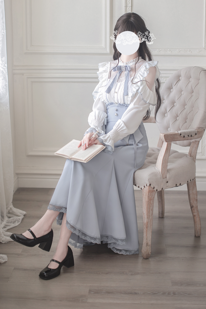 Off Shoulder Design Shirt + Mermaid Skirt