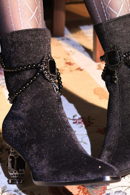 Gemstone Bow Lolita Boots