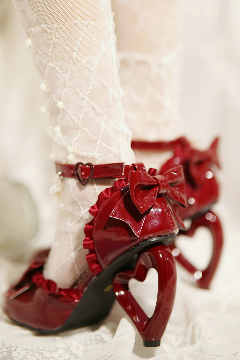 Heart Love Lollita Pearl Peach Heels