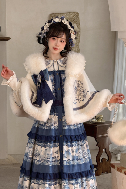 Snow Covered Celadon Vest Dress + Cloak + Shirt