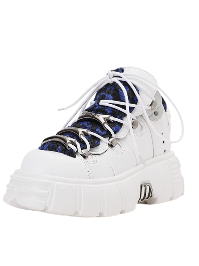 Dark Punk Retro Leather Metal Power Sole Sneaker Shoes