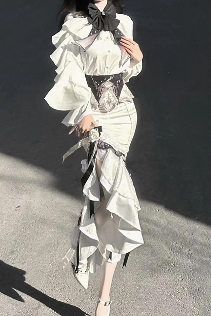 [pre-order] Flower Skirt + Ruffle Top + Waist Belt