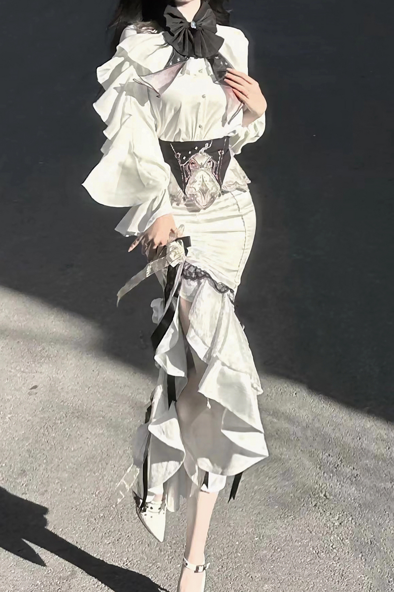 [pre-order] Flower Skirt + Ruffle Top + Waist Belt