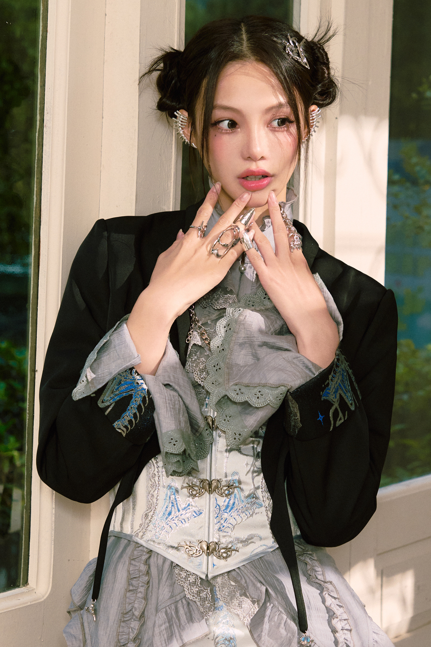Chinese-style Shirt + Jacket + Long Skirt
