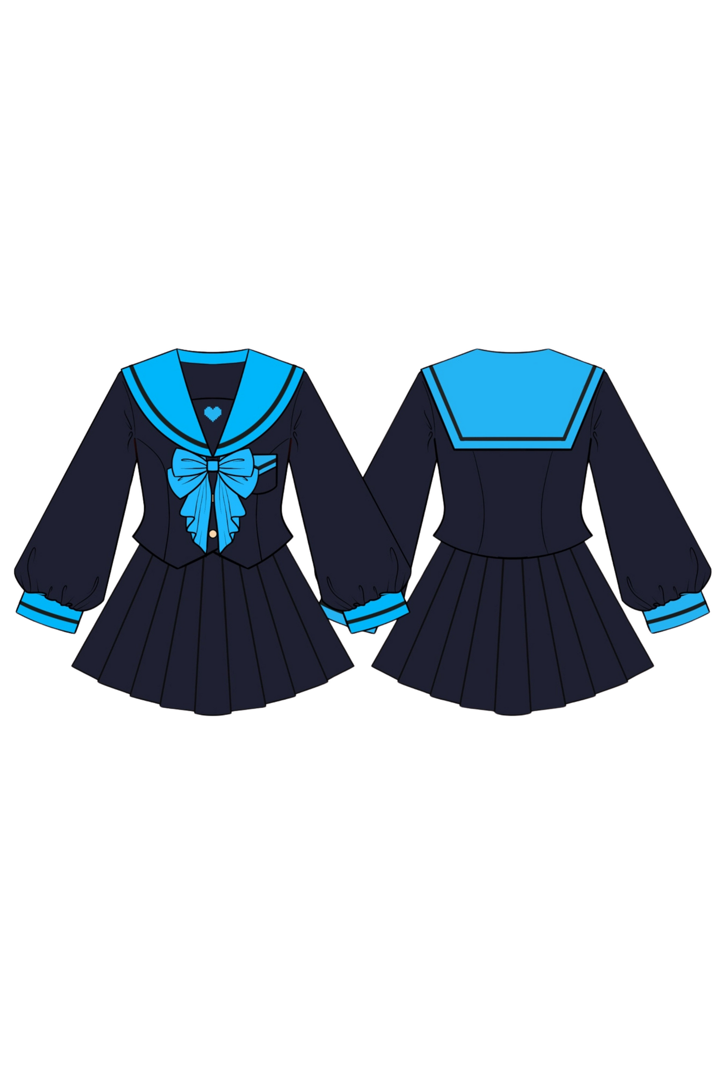 Animation Heroine Sailor Top + Pleated Skirt + Leg Covers