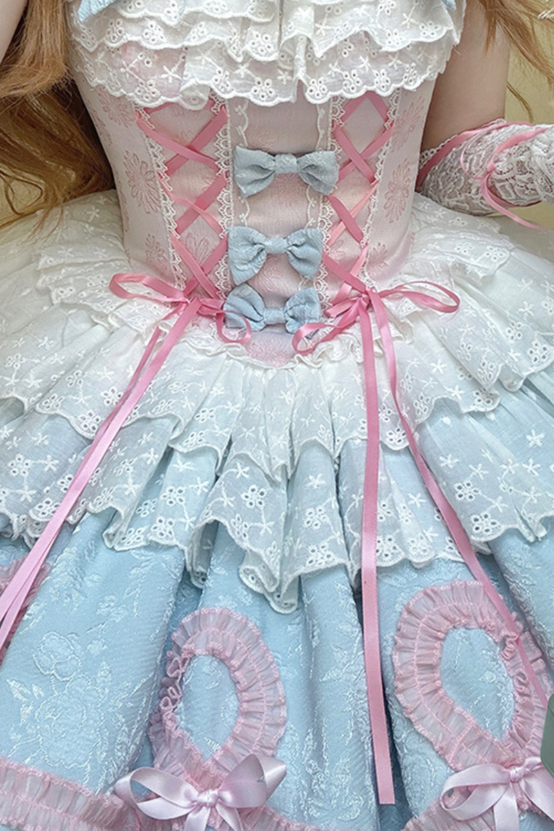Butterfly Princess Lolita Dress + Petticoat + Clip + Ruffle Sleeve Shirt