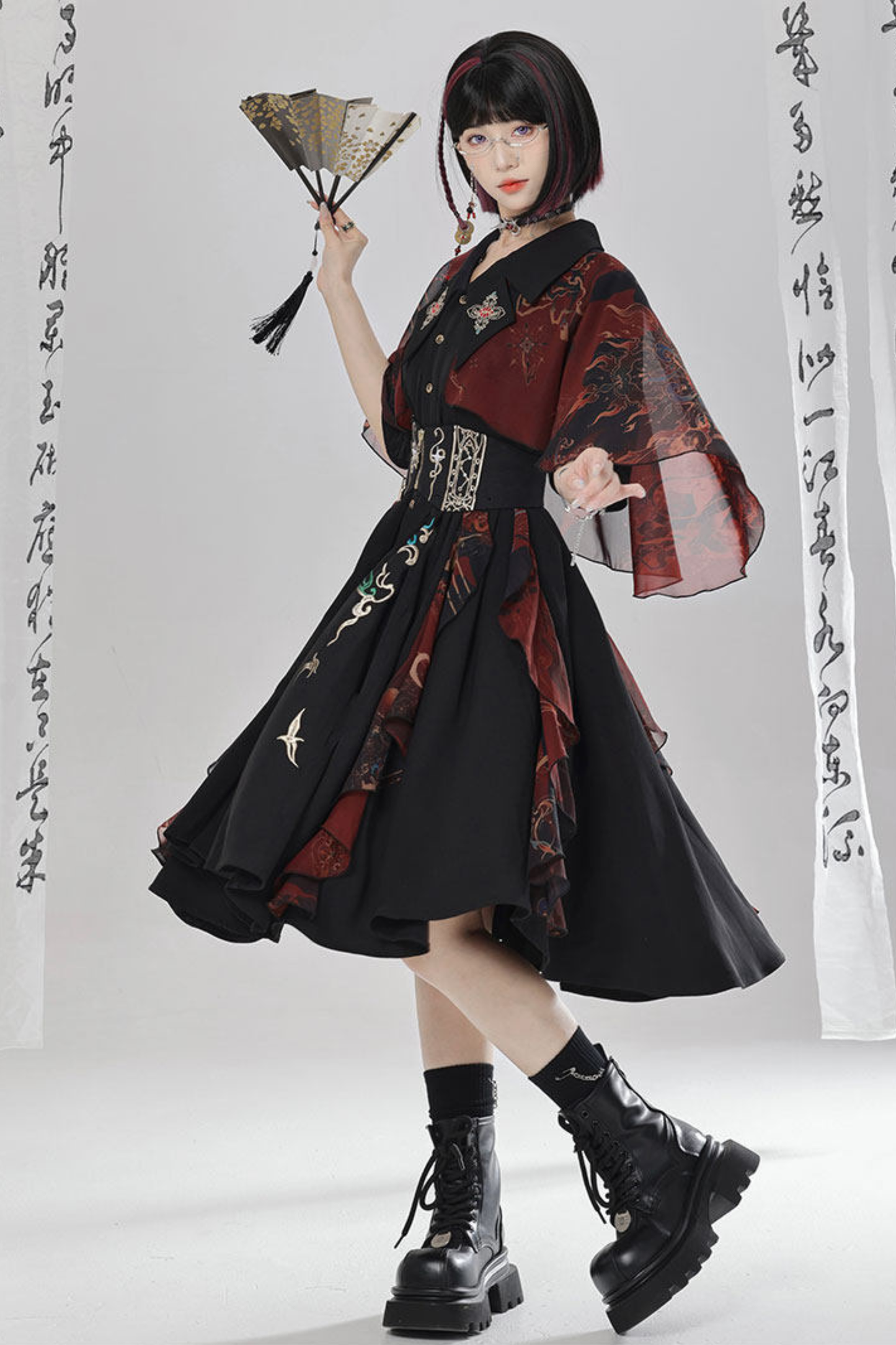 Chinese-style Embroidery Dress + Belt + Girdle