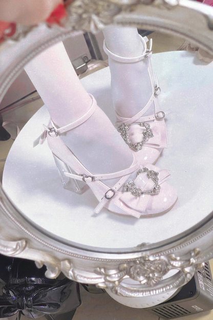 Love Buckle Crystal Heel Shoes