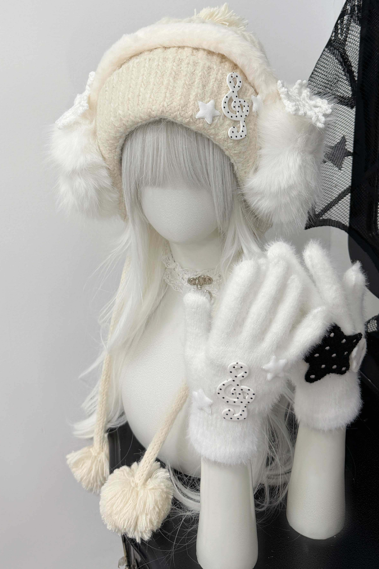 Snow Music Knit Hat + Ear Muffs