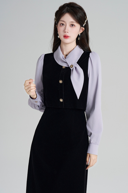 French Contrast Retro Dress