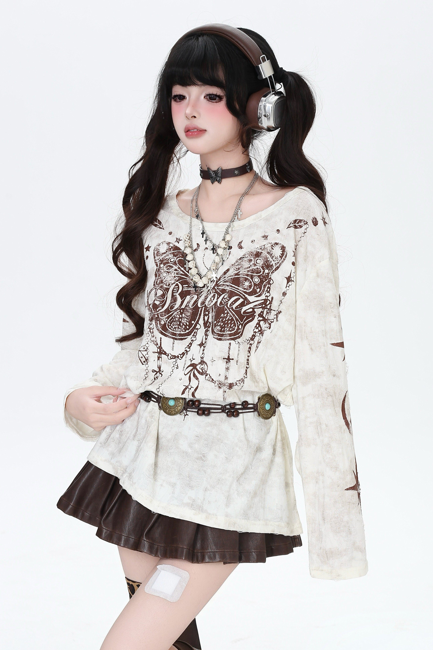 Butterfly Print Ripped Cover Up Top