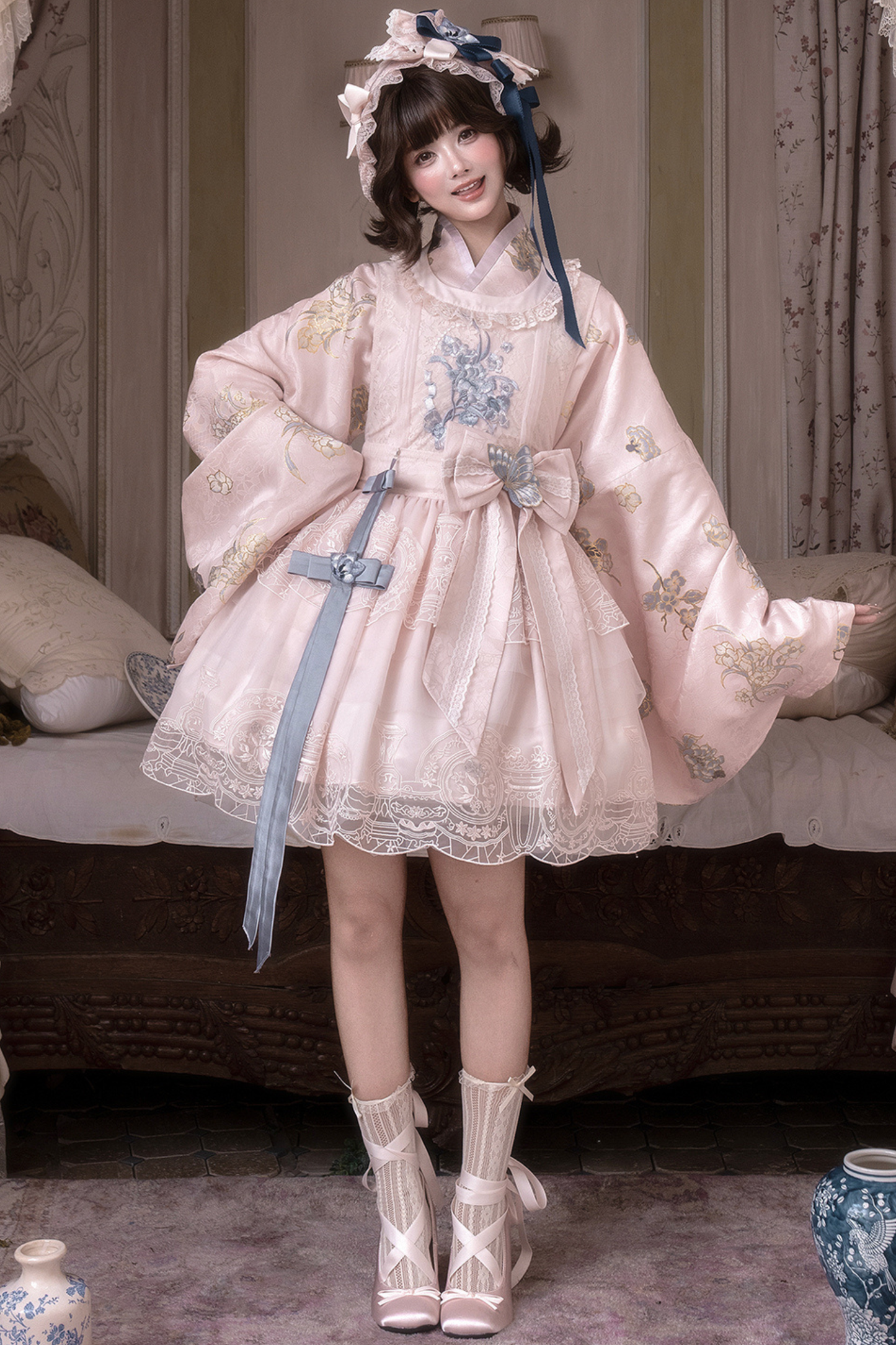 Colorful Jacket + Short Jacket + Dress + Headband + Ribbon
