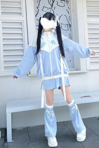 Aqua Angelic Subculture Hoodie Jacket + Pants + Leg Cover