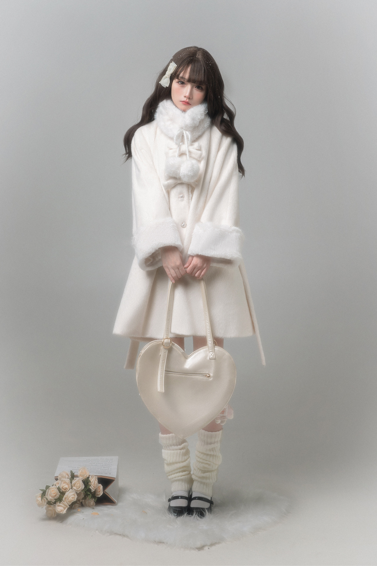 White Japanese Style Cape Coat