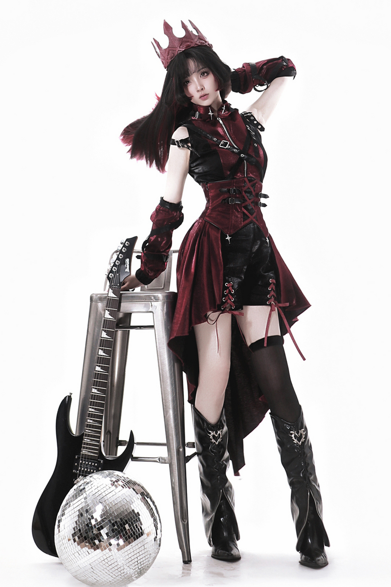 [pre-order] Dark Cyber Suspender Skirt + Shorts + Sleeveless Top + Sleeves