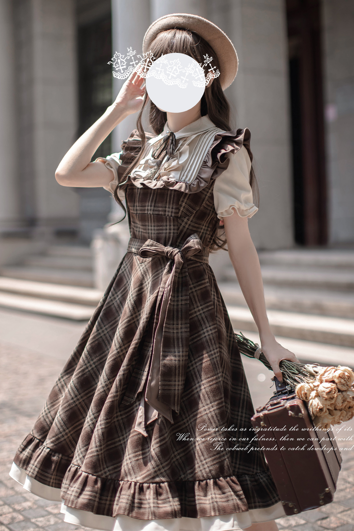 Retro Plaid Flared Dress + Ribbon Tie