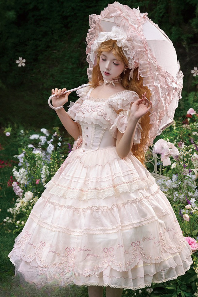 Sweet Cherry Lolita Dress + Jsk + Hairband + Hat + Necklace + Sleeve