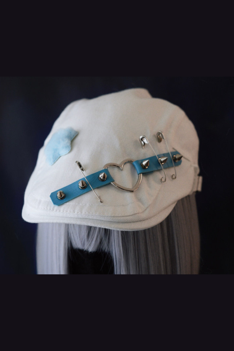 Denim Love Leather Buckle Cloud Hat Beret