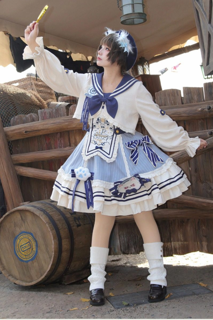 Candy Sailor Jacket + Jumper Skirt + Cat Hat + Headband