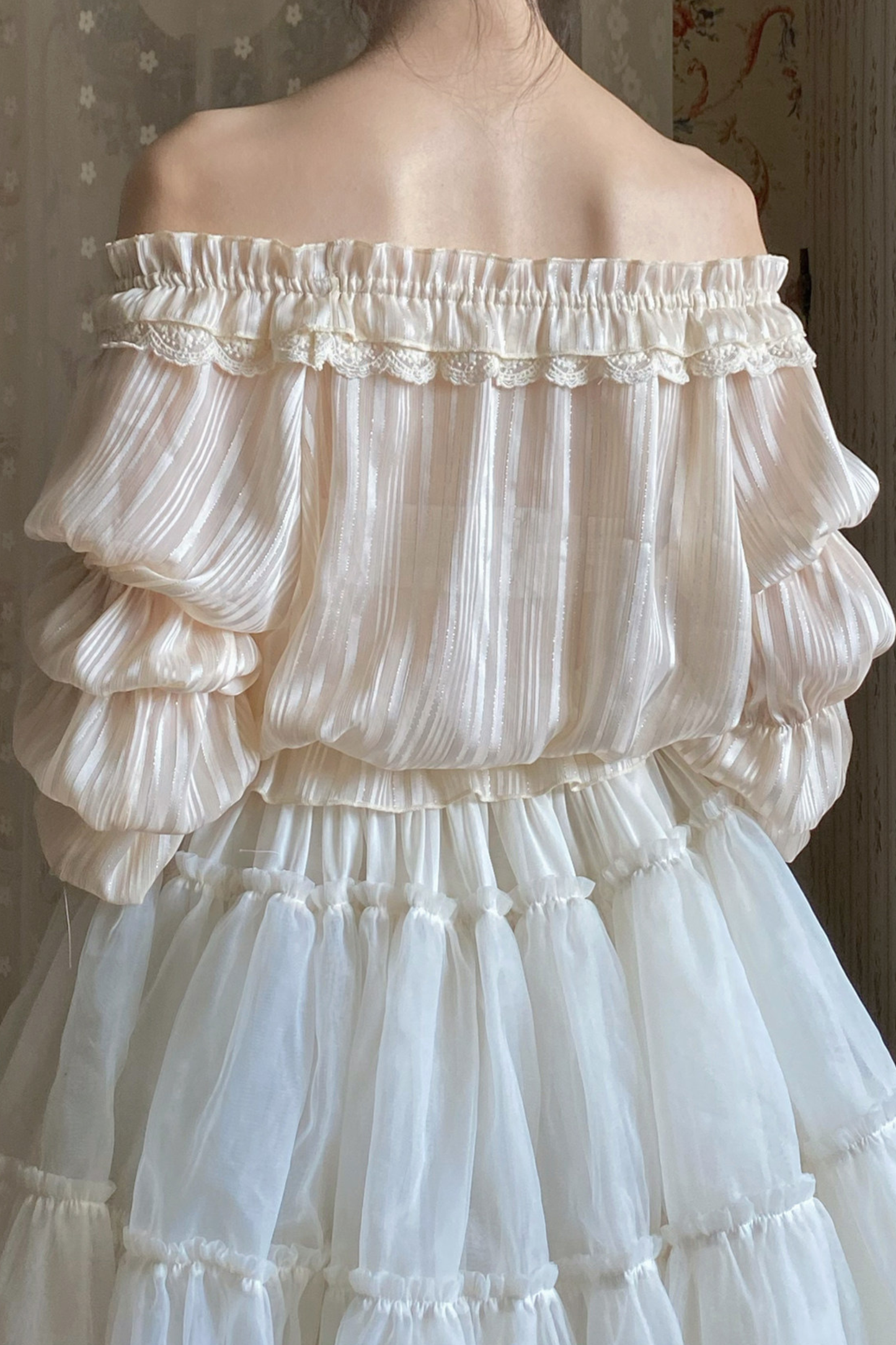 Chiffon Off Shoulder Sheer Top