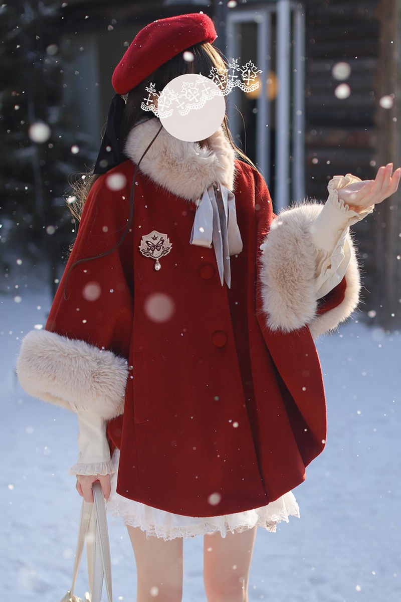 [pre-order] Sweet Cape Coat + Shirt + Wool Beret + Badge