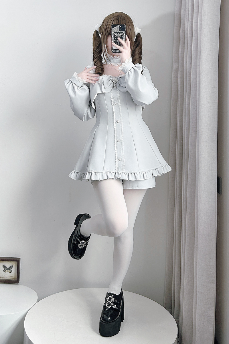 Jirai Flare Fake Two Piece Dress