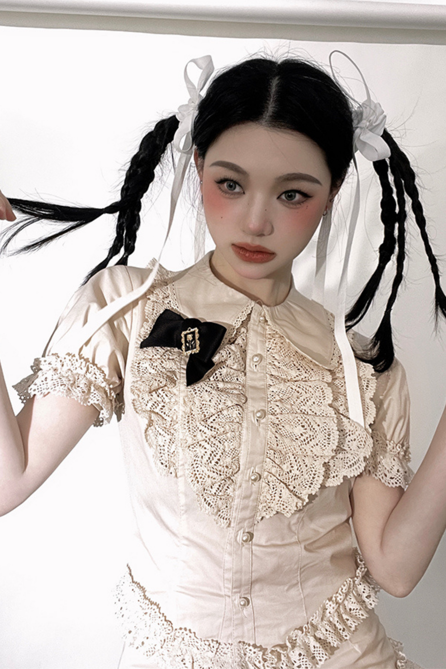 Ruffle Lace Shirt + Tiered Skirt