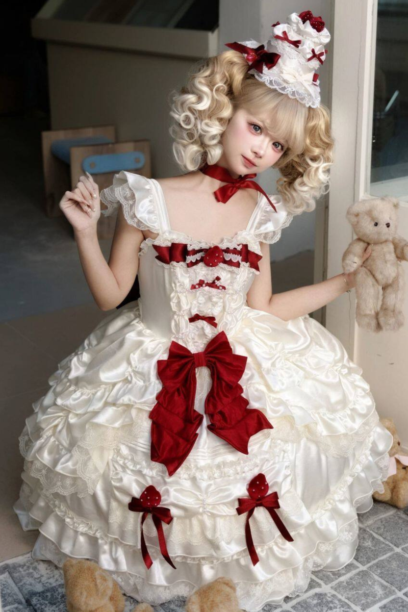 Sweet Pure Lolita Dress + Tail + Ribbon