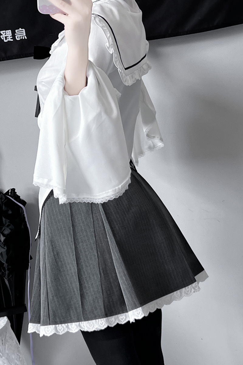 Gothic Style Sailor Shirt + Lace Skirt