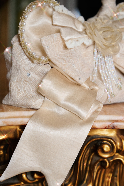 Satin Ribbon Pearl Handbag
