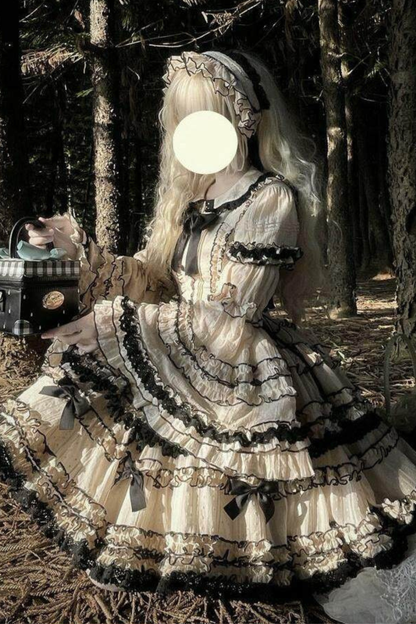 Pure Girl Ribbon Lolita Skirt + Innerwear + Vest + Hair Band + Sleeve