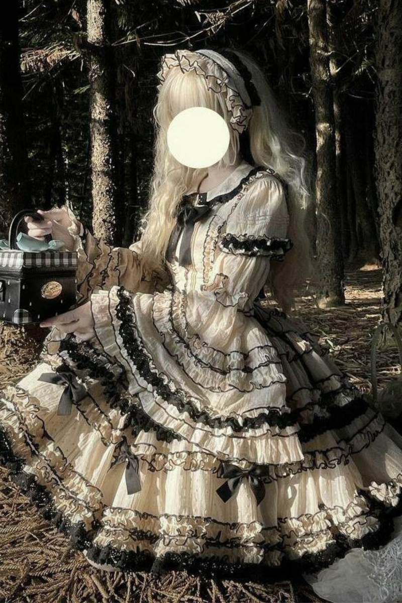 Pure Girl Ribbon Lolita Skirt + Innerwear + Vest + Hair Band + Sleeve