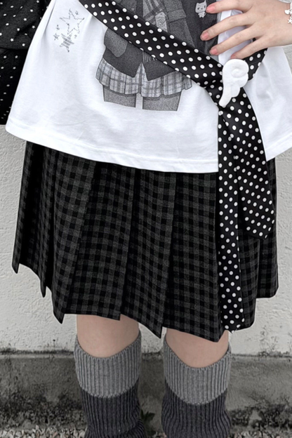 Schoolgirl Illustration Loose Top + Skirt