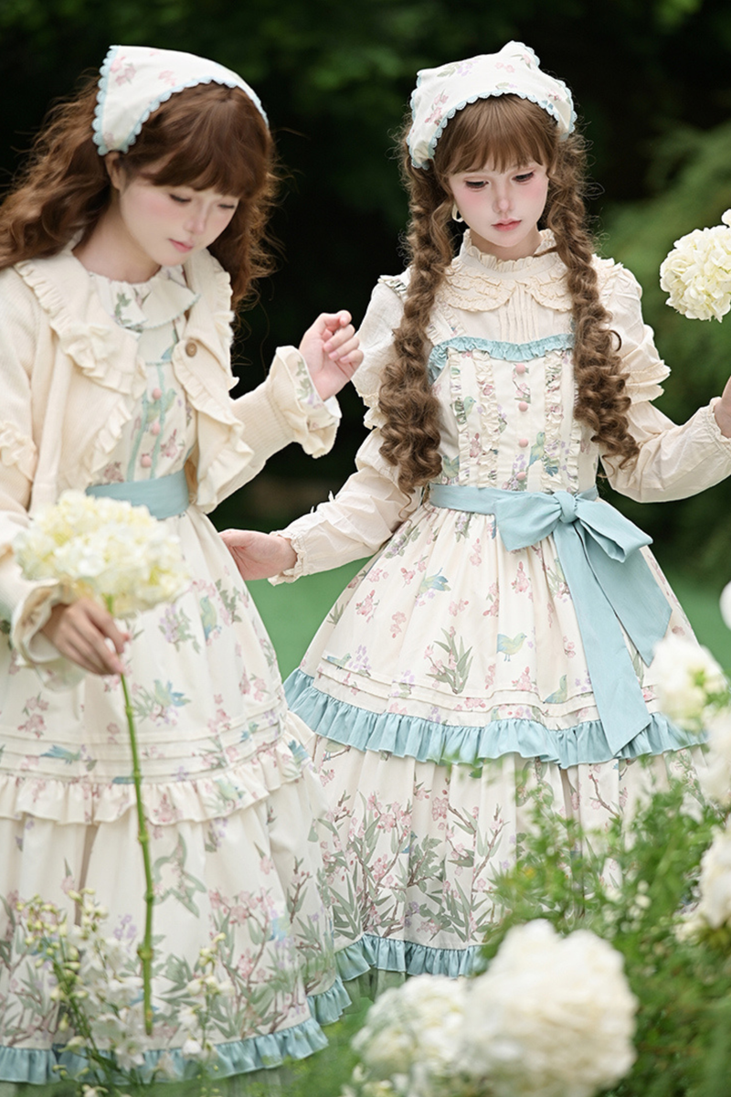 [pre-order] Forest Flower Dress + Suspender Skirt + Blouse + Cardigan + Scarf