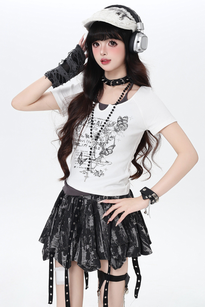 Butterfly Halter Color Block Top