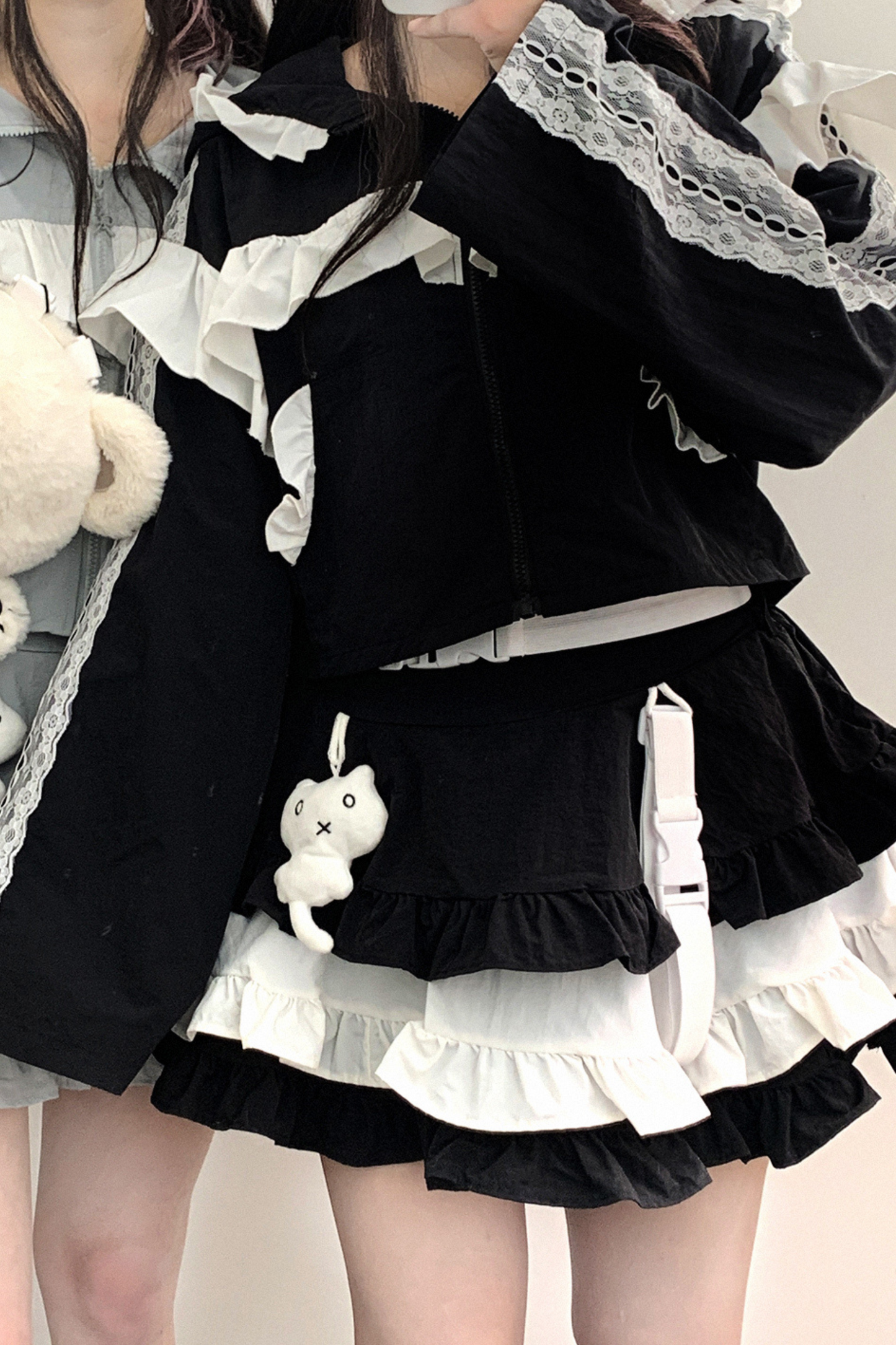 Subculture Sweet Ruffle Hooded Top + Skirt