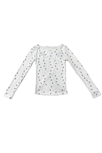 Y2k Star Fit Printed Top