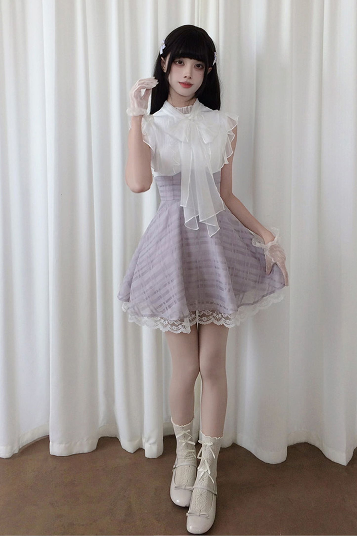 Ribbon Long Sleeve Dress