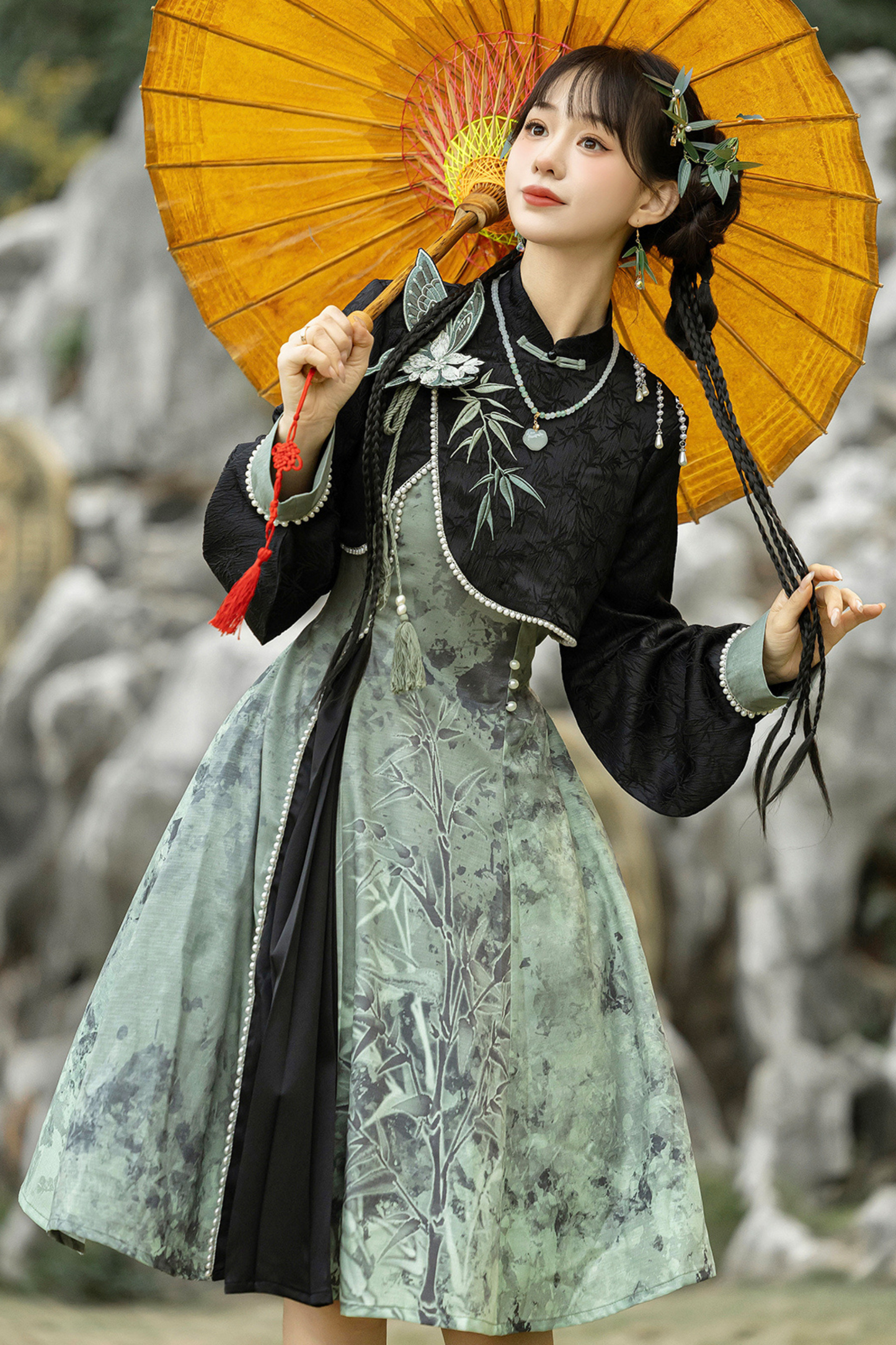 Neverland Smoked Chinese-style Lolita Suspender Dress + Short Chinese-style Jacket