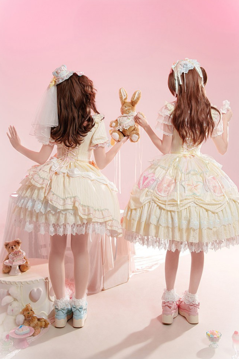 [pre-order] Slice Cake Lolita Dress + Jumper Skirt + Headband + Clip + Hat